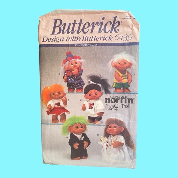 Vtg Norfin Troll Doll Clothes Butterick Pattern #6439 Bride Groom 6 Outfits - Picture 3 of 13
